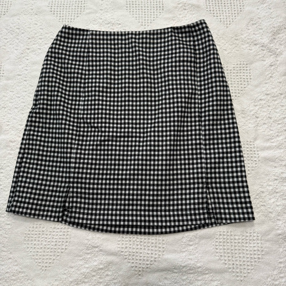 Eyeshadow Black and White Gingham Print Skirt (5)